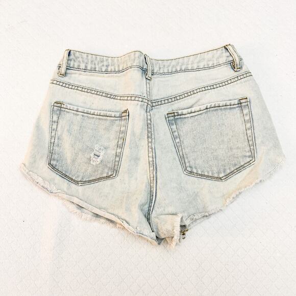 Pacsun High Rise Festival Frayed Shorts Light Denim Wash SZ26 - Picture 2 of 5